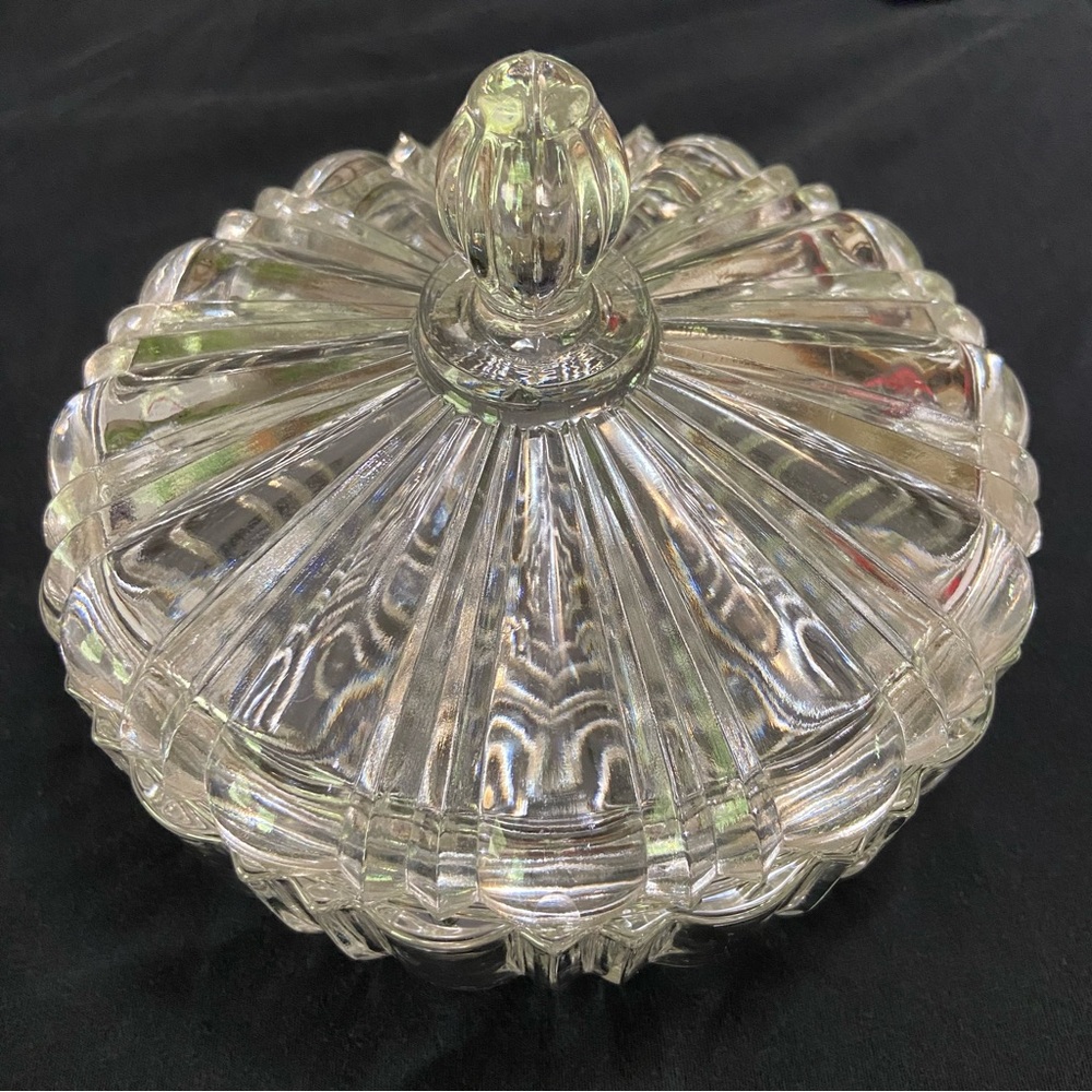 Vintage Large Pressed Glass Cafe Candy Dish -Excellent Accent Piece
